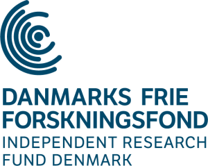 The logo of the DFF. It includes the text "Danmarks frie forskningsfond" and below this it says "Independent research fund Denmark".